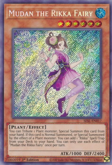 Mudan the Rikka Fairy - Secret Slayers YuGiOh trading card