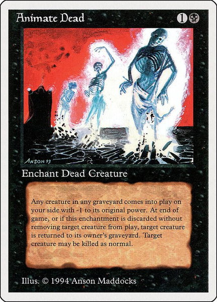 Animate Dead trading card from Summer Magic Animate Dead - Summer Magic Magic: The Gathering trading card
