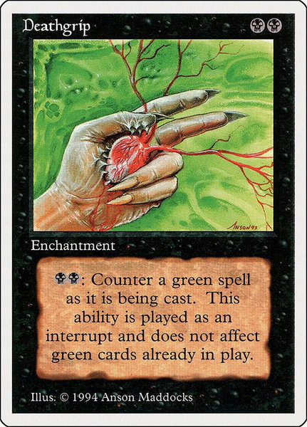 Deathgrip trading card from Summer Magic Deathgrip - Summer Magic Magic: The Gathering trading card