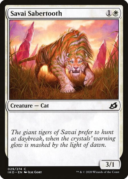 Savai Sabertooth trading card from Ikoria: Lair of Behemoths Savai Sabertooth - Ikoria: Lair of Behemoths Magic: The Gathering trading card