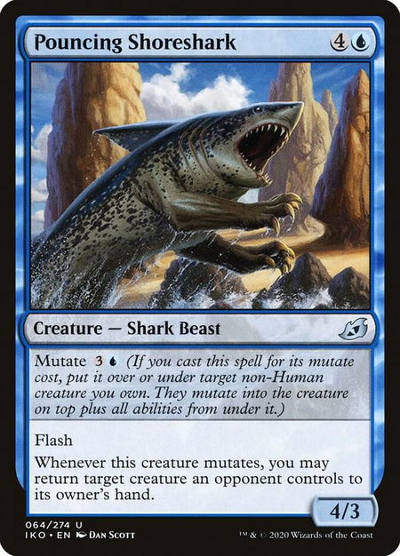 Pouncing Shoreshark trading card from Ikoria: Lair of Behemoths Pouncing Shoreshark - Ikoria: Lair of Behemoths Magic: The Gathering trading card