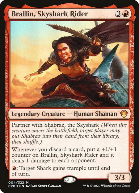 Brallin, Skyshark Rider - Commander 2020 Magic: The Gathering trading card
