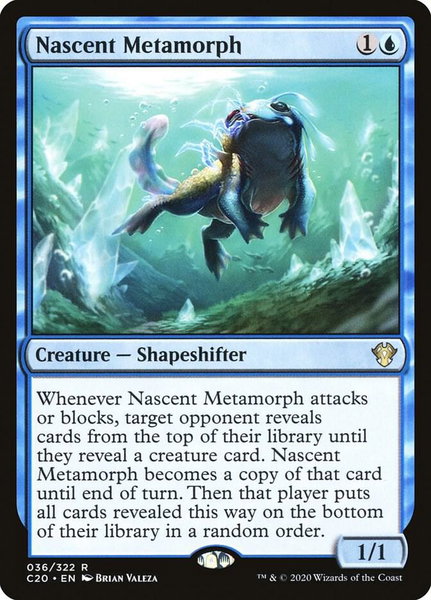 Nascent Metamorph trading card from Commander 2020 Nascent Metamorph - Commander 2020 Magic: The Gathering trading card