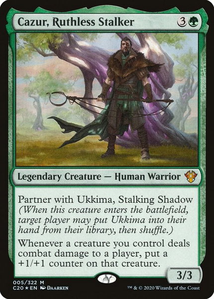 Cazur, Ruthless Stalker trading card from Commander 2020 Cazur, Ruthless Stalker - Commander 2020 Magic: The Gathering trading card
