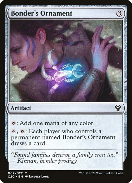 Bonder's Ornament trading card from Commander 2020 Bonder's Ornament - Commander 2020 Magic: The Gathering trading card