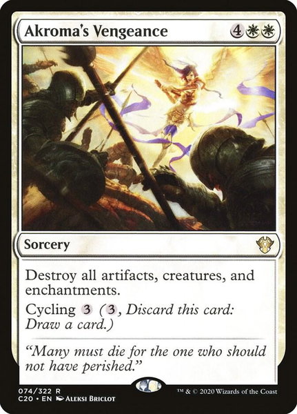 Akroma's Vengeance trading card from Commander 2020 Akroma's Vengeance - Commander 2020 Magic: The Gathering trading card