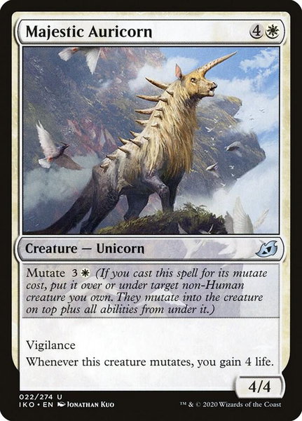 Majestic Auricorn trading card from Ikoria: Lair of Behemoths Majestic Auricorn - Ikoria: Lair of Behemoths Magic: The Gathering trading card