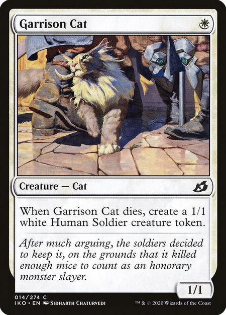 Garrison Cat trading card from Ikoria: Lair of Behemoths Garrison Cat - Ikoria: Lair of Behemoths Magic: The Gathering trading card