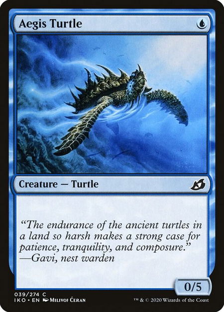 Aegis Turtle trading card from Ikoria: Lair of Behemoths Aegis Turtle - Ikoria: Lair of Behemoths Magic: The Gathering trading card
