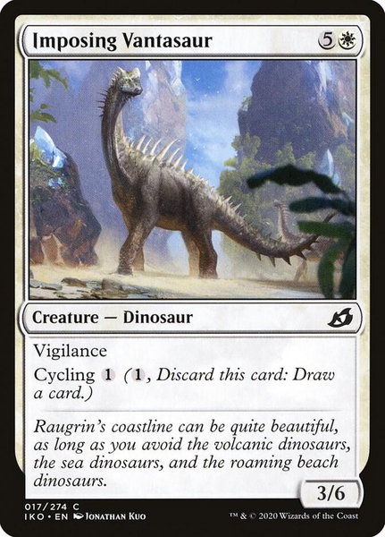 Imposing Vantasaur trading card from Ikoria: Lair of Behemoths Imposing Vantasaur - Ikoria: Lair of Behemoths Magic: The Gathering trading card