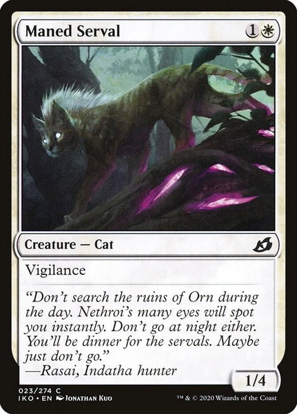 Maned Serval trading card from Ikoria: Lair of Behemoths Maned Serval - Ikoria: Lair of Behemoths Magic: The Gathering trading card