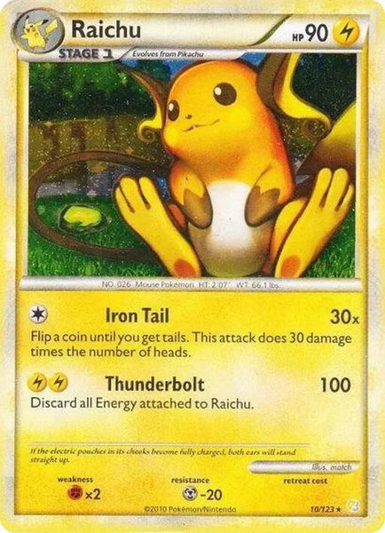 Raichu - 10/123 (Cracked Ice Holo) trading card from Deck Exclusives Raichu - 10/123 (Cracked Ice Holo) - Deck Exclusives Pokémon trading card
