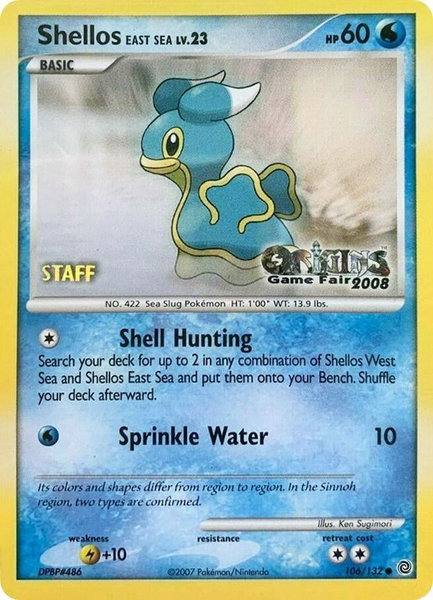 Shellos East Sea - 106/132 (Origins Game Fair 2008) [Staff] - Nintendo Promos Pokémon trading card
