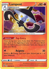 Lampent - SWSH02: Rebel Clash (SWSH02) #032/192 - Uncommon Pokémon Trading Card