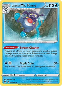 Galarian Mr. Rime - SWSH02: Rebel Clash (SWSH02) #038/192 - Rare Pokémon Trading Card