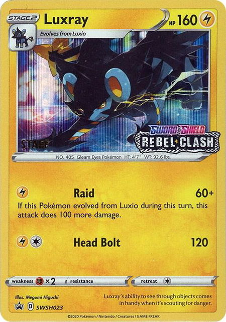 Luxray - SWSH023 (Prerelease) [Staff] - SWSH: Sword & Shield Promo Cards Pokémon trading card