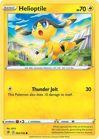 Helioptile - SWSH02: Rebel Clash (SWSH02) #063/192 - Common Pokémon Trading Card