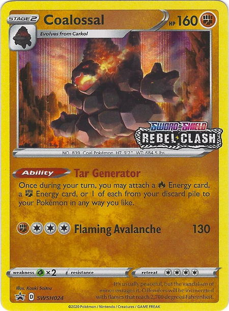 Coalossal - SWSH024 (Prerelease) - SWSH: Sword & Shield Promo Cards Pokémon trading card