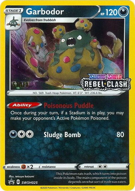 Garbodor - SWSH025 (Prerelease) [Staff] - SWSH: Sword & Shield Promo Cards Pokémon trading card