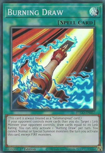 Burning Draw - Eternity Code YuGiOh trading card