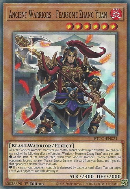Ancient Warriors - Fearsome Zhang Yuan - Eternity Code YuGiOh trading card