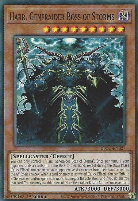Harr, Generaider Boss of Storms trading card from Eternity Code Harr, Generaider Boss of Storms - Eternity Code YuGiOh trading card
