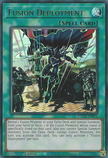 Fusion Deployment trading card from Eternity Code Fusion Deployment - Eternity Code YuGiOh trading card
