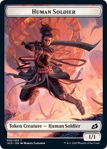 Human Soldier Token (003) - Ikoria: Lair of Behemoths (IKO) #3 - Token Magic: The Gathering Trading Card