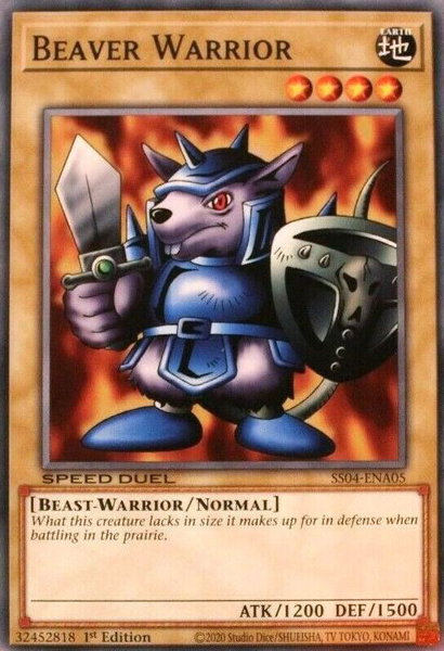 Beaver Warrior trading card from Speed Duel Decks: Match of the Millennium Beaver Warrior - Speed Duel Decks: Match of the Millennium YuGiOh trading card