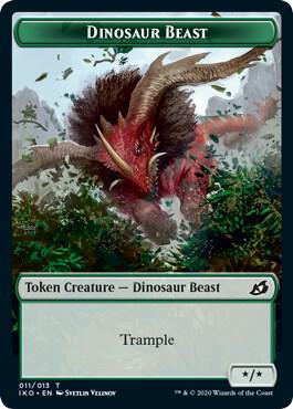 Dinosaur Beast // Human Soldier (005) Double-Sided Token trading card from Ikoria: Lair of Behemoths Dinosaur Beast // Human Soldier (005) Double-Sided Token - Ikoria: Lair of Behemoths Magic: The Gathering trading card