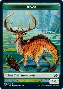 Beast // Human Soldier (003) Double-Sided Token - Ikoria: Lair of Behemoths (IKO) #10 // 3 - Token Magic: The Gathering Trading Card