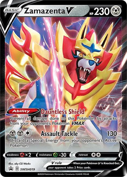 Zamazenta V - SWSH019 trading card from SWSH: Sword & Shield Promo Cards Zamazenta V - SWSH019 - SWSH: Sword & Shield Promo Cards Pokémon trading card