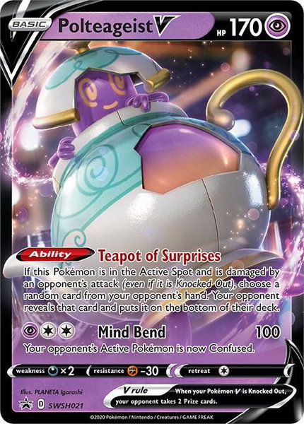 Polteageist V - SWSH021 trading card from SWSH: Sword & Shield Promo Cards Polteageist V - SWSH021 - SWSH: Sword & Shield Promo Cards Pokémon trading card