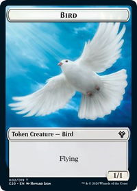 Bird // Dinosaur Cat Double-Sided Token - Commander 2020 (C20) #2 // 16 - Token Magic: The Gathering Trading Card