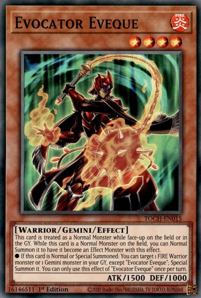 Evocator Eveque trading card from Toon Chaos Evocator Eveque - Toon Chaos YuGiOh trading card