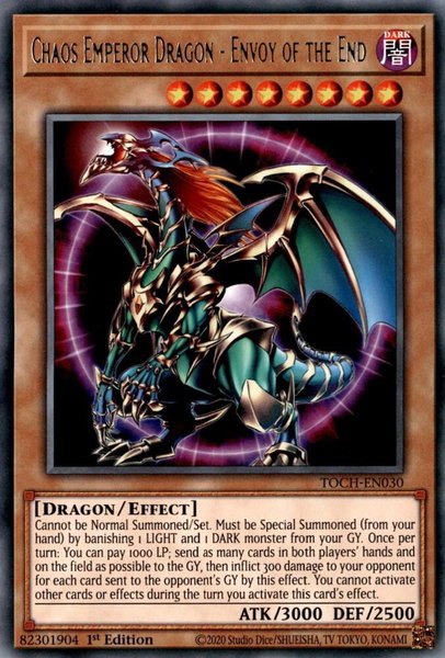 Chaos Emperor Dragon - Envoy of the End trading card from Toon Chaos Chaos Emperor Dragon - Envoy of the End - Toon Chaos YuGiOh trading card