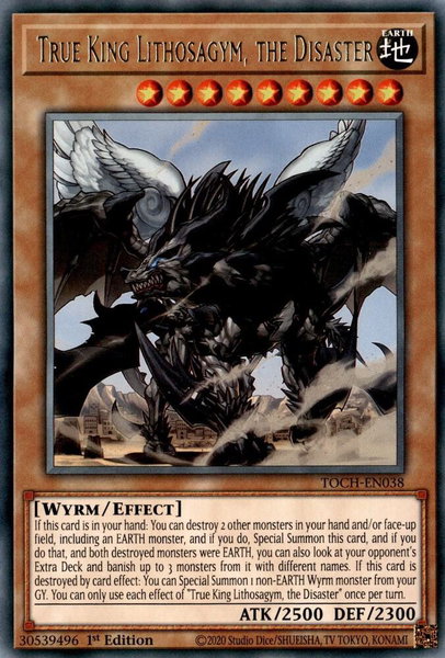 True King Lithosagym, the Disaster trading card from Toon Chaos True King Lithosagym, the Disaster - Toon Chaos YuGiOh trading card