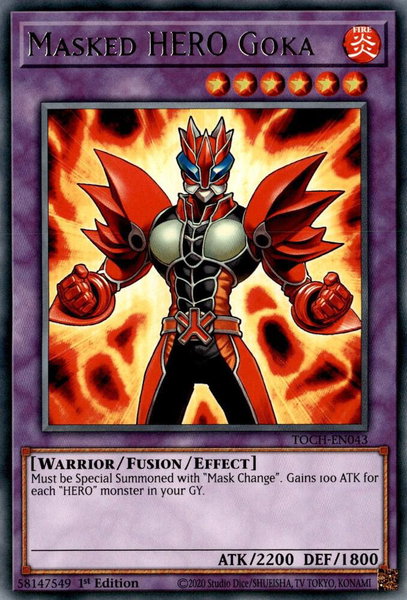 Masked HERO Goka trading card from Toon Chaos Masked HERO Goka - Toon Chaos YuGiOh trading card