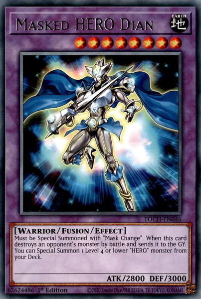 Masked HERO Dian trading card from Toon Chaos Masked HERO Dian - Toon Chaos YuGiOh trading card
