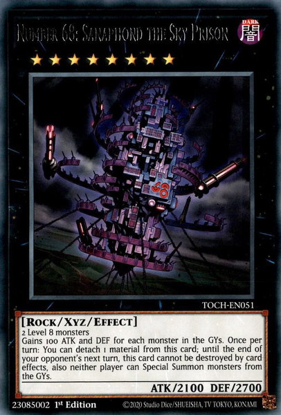 Number 68: Sanaphond the Sky Prison trading card from Toon Chaos Number 68: Sanaphond the Sky Prison - Toon Chaos YuGiOh trading card