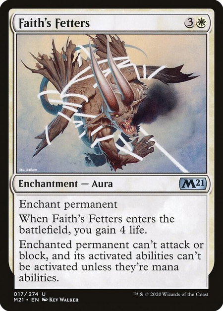 Faith's Fetters trading card from Core Set 2021 Faith's Fetters - Core Set 2021 Magic: The Gathering trading card