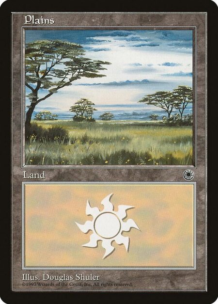 Plains (White Sky) trading card from Portal Plains (White Sky) - Portal Magic: The Gathering trading card