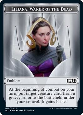 Emblem - Liliana, Waker of the Dead - Core Set 2021 Magic: The Gathering trading card