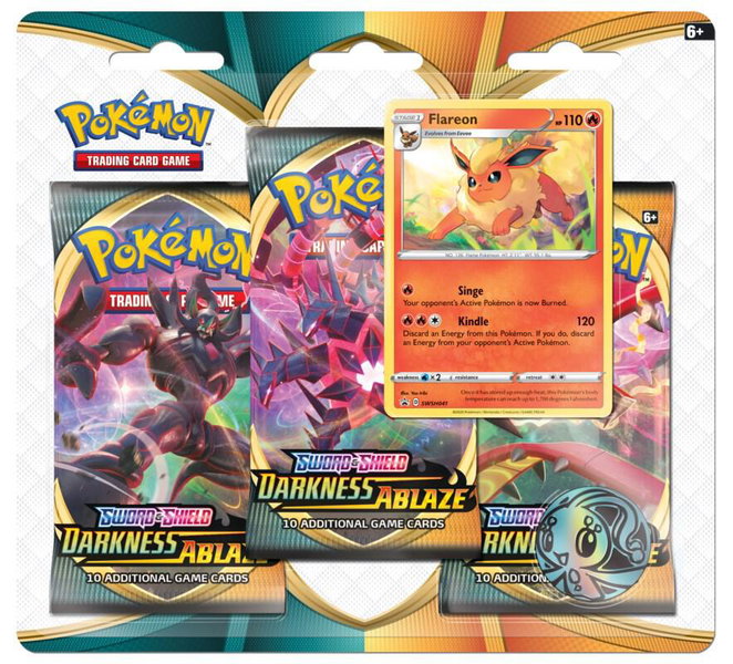 Darkness Ablaze 3 Pack Blister [Flareon] - SWSH03: Darkness Ablaze Pokémon trading card