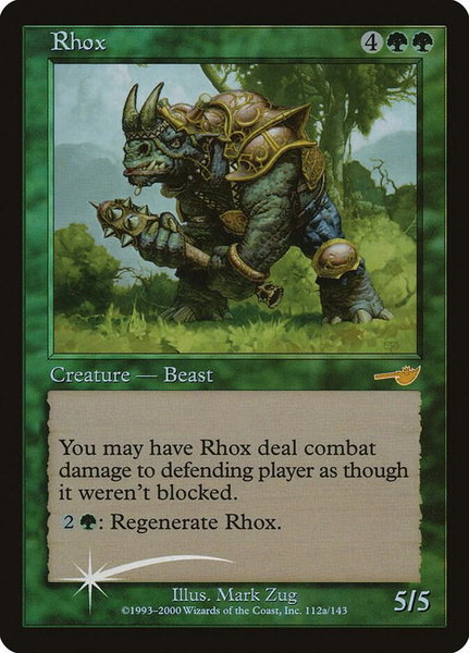 Rhox trading card from Starter 2000 Rhox - Starter 2000 Magic: The Gathering trading card