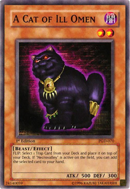 A Cat of Ill Omen trading card from Pharaonic Guardian A Cat of Ill Omen - Pharaonic Guardian YuGiOh trading card