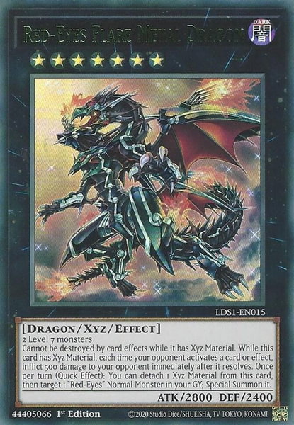 Red-Eyes Flare Metal Dragon (Green) - Legendary Duelists: Season 1 YuGiOh trading card
