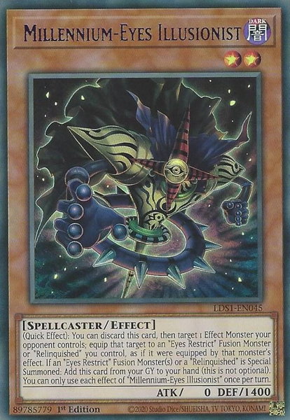 Millennium-Eyes Illusionist (Purple) trading card from Legendary Duelists: Season 1 Millennium-Eyes Illusionist (Purple) - Legendary Duelists: Season 1 YuGiOh trading card