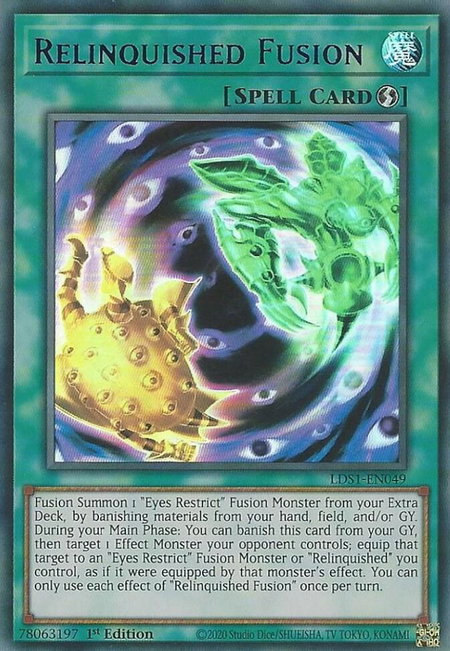 Relinquished Fusion (Blue) trading card from Legendary Duelists: Season 1 Relinquished Fusion (Blue) - Legendary Duelists: Season 1 YuGiOh trading card
