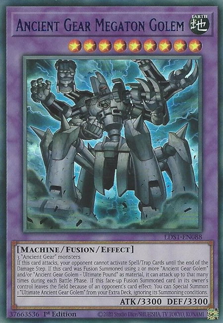 Ancient Gear Megaton Golem (Blue) trading card from Legendary Duelists: Season 1 Ancient Gear Megaton Golem (Blue) - Legendary Duelists: Season 1 YuGiOh trading card